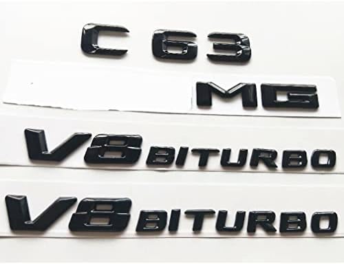 OLPAYE Parlak Siyah G63 + MG + V8 BITURBO Amblemi Siyah Rozet Combo Set Mercedes W463 W464 (Parlak Siyah)