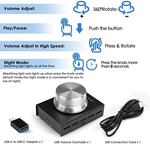 ANLİNKSHİNE USB Ses kontrol düğmesi, Döndür Ses Kontrolü, Bir Anahtar Sessiz Fonksiyonu ile Uyumlu pc bilgisayar telefon hoparlörü