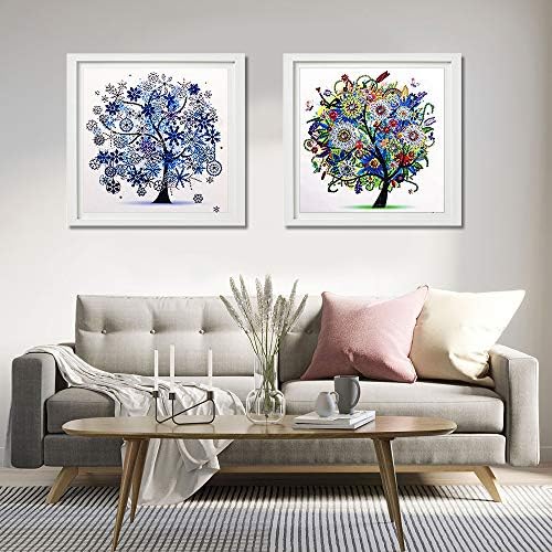Özel Şekilli Elmas Sanat Kitleri Kristal Elmas Resim Sergisi Ağacı Sanat Zanaat ev duvar dekoru (12X12 İnç/Yaz Ağacı)