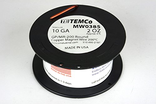 TEMCo 10 AWG Bakır Mıknatıs Tel - 2 oz 4 ft 200°C Manyetik Bobin Sargısı