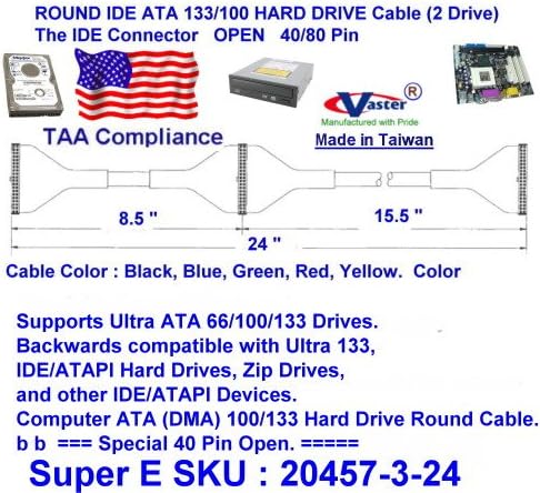 3 ADET / paket, UDMA 40/80 Yuvarlak IDE / EIDE / ATA HDD Veri Kablosu, 2 Sürücü 24 İnç, kırmızı Renk, (Özel BOYUT BİR SÜRÜCÜDEN İKİ