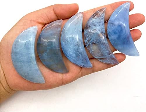 FOPURE Taş 1 Paket Doğal Mavi Akuamarin Ay Şekli Kuvars Kristalleri Doğal Taşlar ve Mineraller