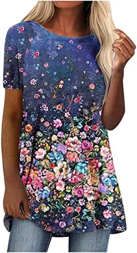 Kadınlar 2023 Kısa Kollu Pamuklu Tekne Boyun Bluz Gömlek Sonbahar Yaz Çiçek Grafik Gömlek Kızlar için KP KP
