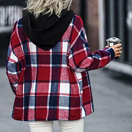 COKUERA Bayan Moda Sonbahar Siper Ceketler Şık Ekose Düğme Gevşek Hırka Mont Rahat Zarif Yaka Cep Dış Giyim Palto