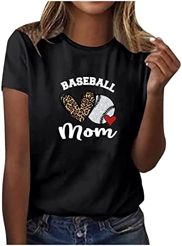 Anneler Günü T-Shirt, beyzbol gömlekleri, Anne Üstleri, Bayan Kısa Kollu O-Boyun Gevşek Casual Bluz Tees Tunikler Gömlek