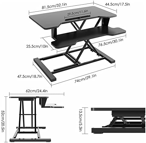 SJYDQ Ayarlanabilir Yükseklik oturma masası Katlanabilir dizüstü bilgisayar masası Kaldırma bilgisayar masası Siyah Sedanter Güçlü