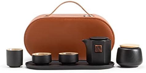 DHDM Seyahat çay seti Tam Set Pot Üç Fincan Seramik çay tepsisi ile High-end Hediye Taşınabilir Set çay seti (Renk: Siyah, Boyutu: