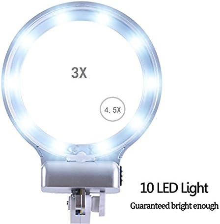 Glam Hobi LED ışık Eller Büyüteç istasyonu-3X 4.5 X USB ışıklı eller serbest büyüteç Kelepçe ve Timsah Klipsli Stand-Lehimleme, Montaj,