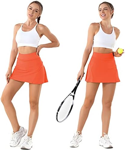 Pileli Tenis Etekler Kadınlar için Cepler ile Şort inşa Golf Skort Yüksek Belli Spor Atletik Koşu Giyim