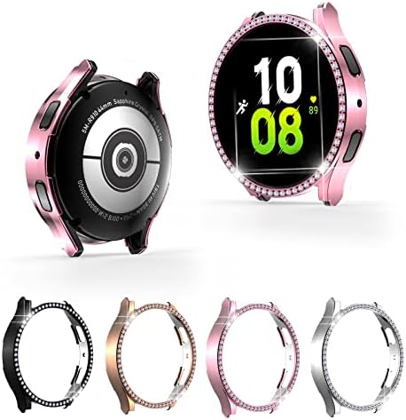 FOLOME-[4 Paket] PC İzle Çerçeve Kılıf Samsung Galaxy Watch 4&5 44MM ile uyumlu, Galaxy Watch 4 Kılıf Sert Malzeme Bling Kristal Elmas