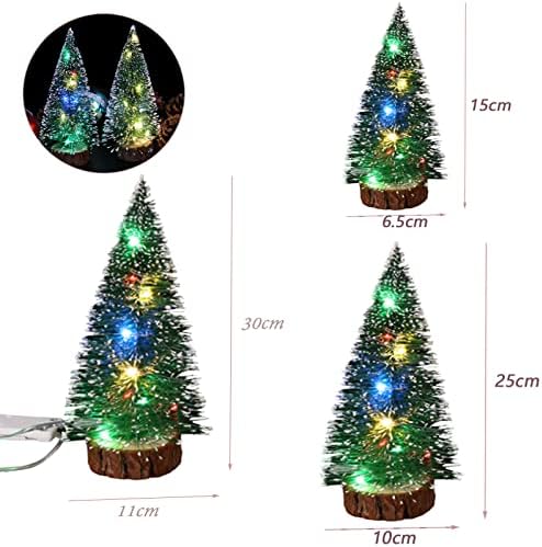 Takefuns 3 ADET Yapay şişe fırçası Ağaçları Mini Noel Ağaçları Masaüstü Dekor Aydınlık LED Lambalar Zanaat Yeni Yıl Noel Düğün Dekorasyon