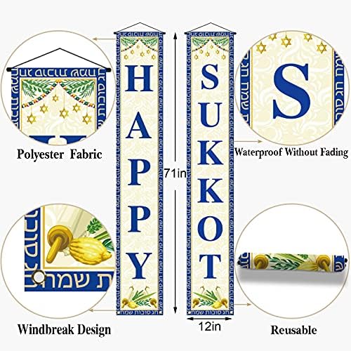 Mutlu Sukkot Sundurma İşareti Sukkah Yahudi İbranice Açık Kapalı fotoğraf kabini Zemin Ön Sundurma Duvar Yard Manto Şömine dekorasyonu