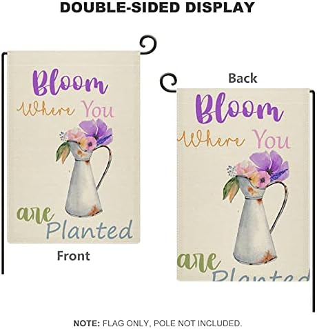 Bloom Nerede Ekilir Bahçe Bayrakları Çiçek Yard Bayrakları 12×18 İnç Cadılar Bayramı Güz Noel için Çift Taraflı Dikey Çuval Bezi Rustik