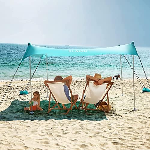 RLAIRN plaj çadırı Pop Up Gölge Güneş Barınak, UPF50 + Güneş Plaj Gölgelik Çadır, taşınabilir Plaj Güneş Barınak ile 4 Katlanabilir