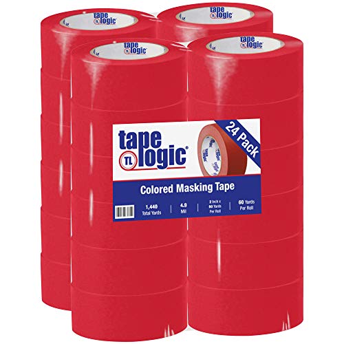 Aviditi Tape Logic 2 inç x 60 Metre, Genel Amaçlı Renkli Maskeleme Bandı, Kırmızı (24'lü Paket) - Ev, Ofis, Sanat, El Sanatları, Kendin