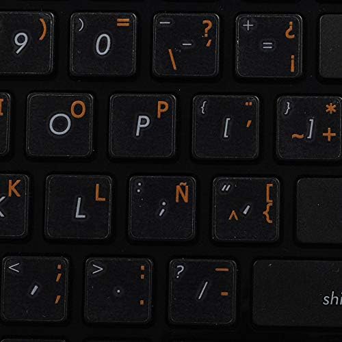 Turuncu Yazı ile şeffaf arka plan üzerinde 4 Klavye ispanyolca Latin Amerika klavye etiketleri (14X14)
