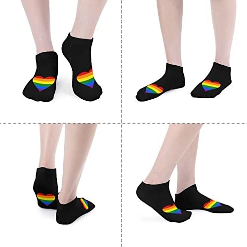 LGBT Kalp Komik Koşu Ayak Bileği Çorap Atletik No-Show Çorap Yastıklı Erkekler Kadınlar için