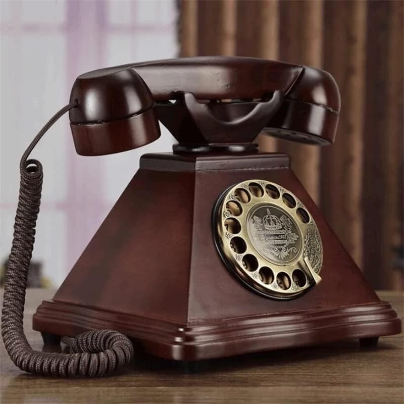 SEASD Antika Döner Sabit Telefon Avrupa katı ahşap Retro Sabit Telefon Ev Ofis Telefonları