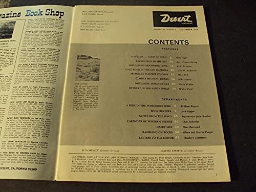 Çöl Dergisi Eylül 1971 Havilah Altın Ülkesi, Santa Rosas'ta Geri Çekilme