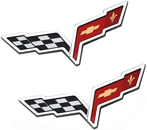 2 Adet Ön Kaput ve Arka Fasya Çapraz Bayraklar Amblemler Araba Rozeti Değiştirme 2005-2013 Corvette C6 (Krom)